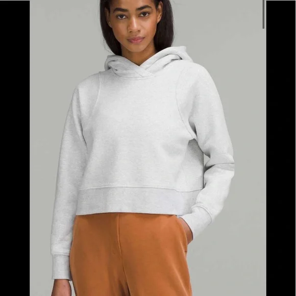 ❤️LULULEMON LOUNGEFUL CROPPED HOODIE/JACKET-HEATHERED ULTRA LIGHT GREY-10/12❤️ - Picture 2 of 16